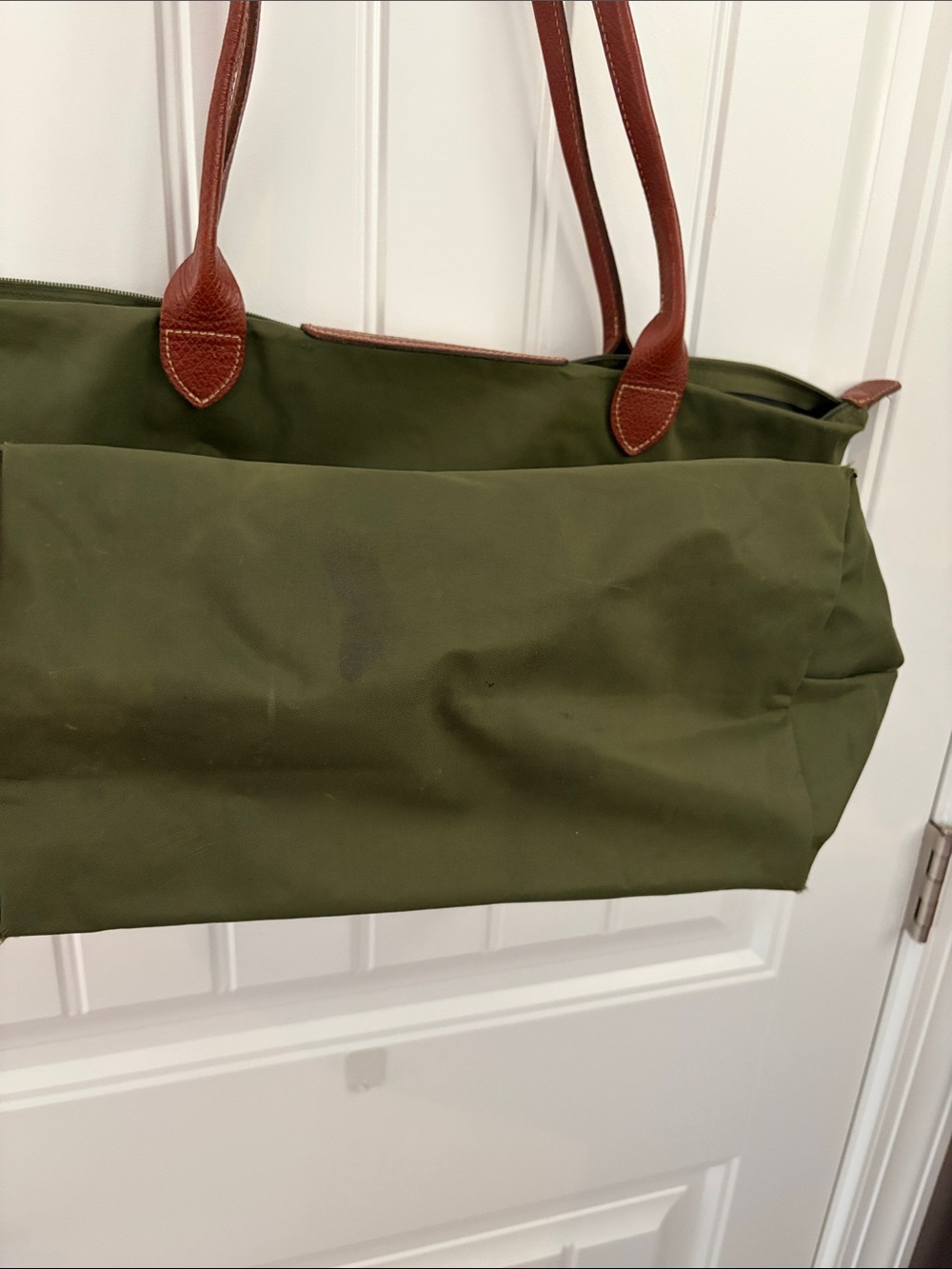 Longchamp Le Pliage Tote with Brown Leather Trim - Picture 4 of 6